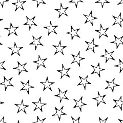 Seamless doodle hand drawn stars