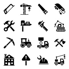  Constructional Vehicles Glyph Icons Pack 