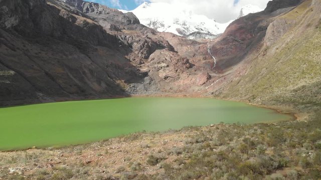 Shallap, green lake in the peruvian andes signal and model