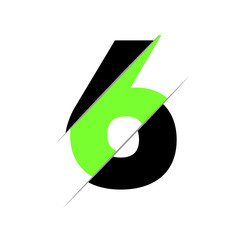modern initial number 6 cut style logo. simple icon, template design