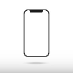 Modern touchscreen cellphone tablet smartphone isolated on light background. Empty screen