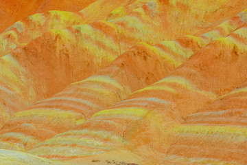 view of Rainbow Mountains in Zhangye Danxia Landform Geological Park