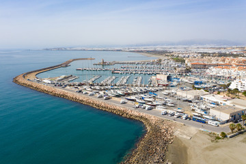 Fototapeta na wymiar aerial view of the harbour of Almerimar Spain on a sunny day