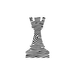 Rook chess icon. Boat chess icon. Rook Chess Icon Fingerprint Concept. Fingerprint pattern illustration of rook chess vector icon for web design