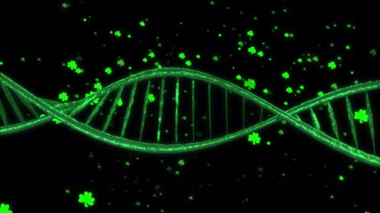 Saint Patrick's Day background - Irish DNA is formed as shamrocks float in the space - add your own clever greeting