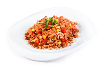 Thai dish with rice and vegetables