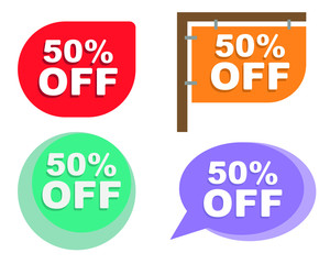 Big Sale Banner, Special Offer, Discounts and 50% Off Flat Design