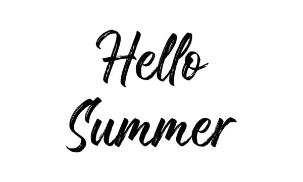 Hello Summer hand drawn lettering phrase illustration