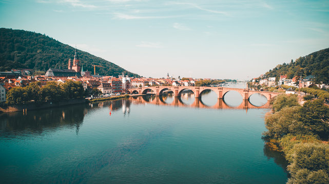 Aerial View of Heidelberg Germany with Neckar River