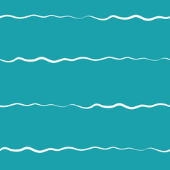 Wavy lines seamless vector pattern background. Hand drawn uneven brush stroke style horizontal sea waves backdrop. Abstract marine geometric stripe all over print. For nautical, water, ocean concept.