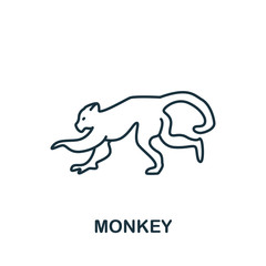 Fototapeta premium Monkey icon from home animals collection. Simple line element Monkey symbol for templates, web design and infographics