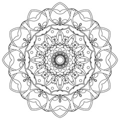 Coloring book page. Vintage decorative elements. Monochrome oriental pattern, Jpeg illustration