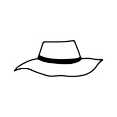 Doodle style beach hat on isolated white background. Stock vector illustration
