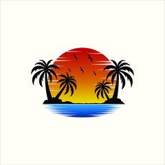 Summer Beach Holiday Logo Illustration Vector Template Premium Quality