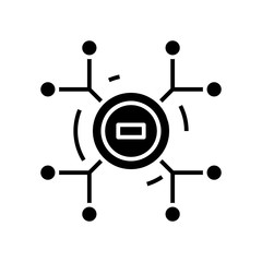 Linking process black icon, concept illustration, vector flat symbol, glyph sign.