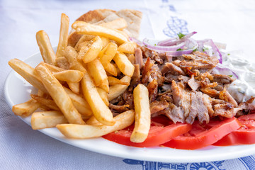 Greek souvlaki, traditional food in Greece