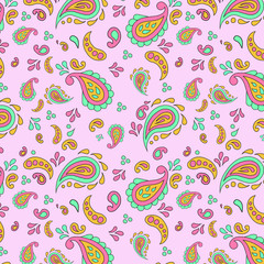 seamless pattern with paisleys from Pakistan and India