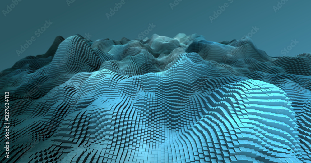Wall mural abstract grid shape landscape background. 3d rendering
