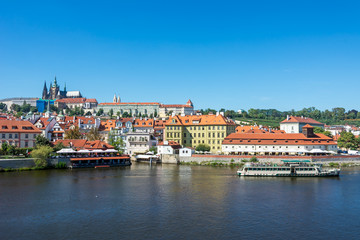 Passenger ship on the Vltava river in Prague
