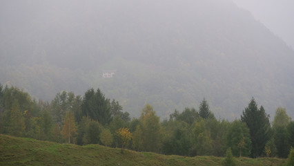 Fototapeta premium Casa isolata nella nebbia