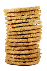 Swedish oat cookies isolated on white background