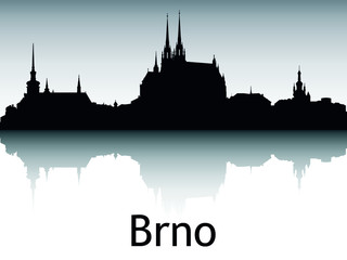 Vector Illustration of Panoramic Silhouette Skyline of Brno Czechia