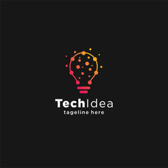 Fototapeta na wymiar Modern Tech Bulb logo designs concept, Pixel Technology Bulb Idea logo template, Idea logo design inspiration