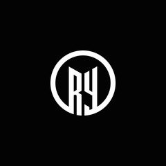 RY monogram logo isolated with a rotating circle - obrazy, fototapety, plakaty