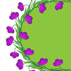 Background with bright abstract flowers. Geometrical bright colors flowers. Element for greetings or print design. Template with copy space.