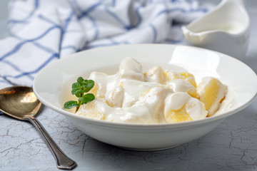 Traditional cottage cheese gnocchi (lazy dumplings).