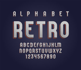 Naklejka na ściany i meble High font of retro style, old alphabet sans serif, letters from A to Z and numbers from 0 to 9 for you designs, vector illustration 10EPS