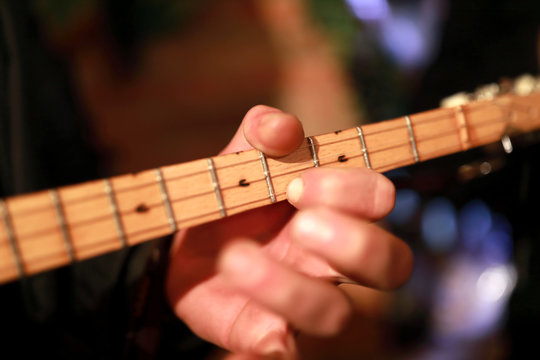 Person Playing Georgian Panduri Instrument