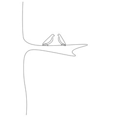 Bird love animal outline vector illustration