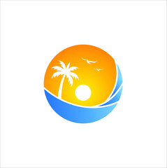 Natural Beach Summer Logo Template Logo Vector Illustration