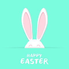 Fototapeta premium Happy Easter design with cute bunny for poster, banner or invitation cards. Vector illustration