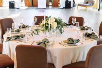 Outdoor festive banquet with flower decor