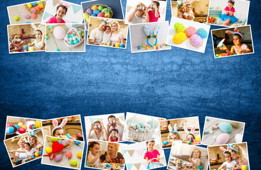 Easter collage of photos with spring decoration