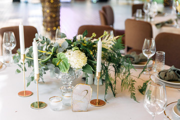 Outdoor festive banquet with flower decor