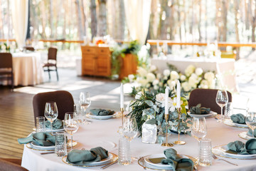 Outdoor festive banquet with flower decor