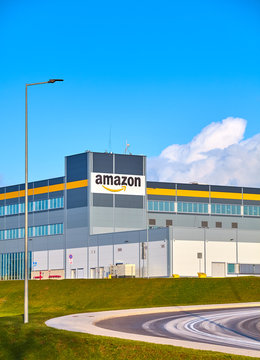 Kolbaskowo, Poland - February 28, 2020: Amazon Robotics e-commerce center in Kolbaskowo is among the largest structure of this kind in Poland and Europe.