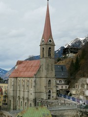 Fototapeta na wymiar Bad Gastein Pfarr Church Austria Alps Ski