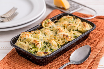meat capelletis with leek cream