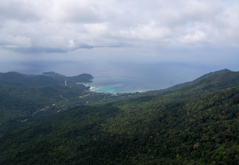 Beautiful bay in Thailand. The view from the mountain to the Phangan.