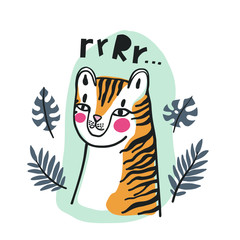 Illustration with big wild cats. Hand drawn scandinavian style. Perfect for greeting cards.
