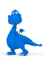 baby dragon cartoon standing up in a white background