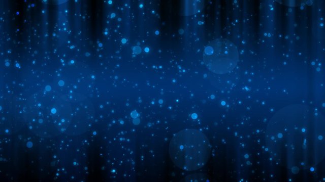 This stock motion graphics clip shows a dark blue background with particles.
