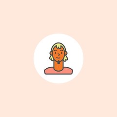 Young man. Outline person. Men's Face avatar. Blond hair. Minimalistic round Icon. Colored Vector trendy illustration. Cartoon style, simple flat design. Icon is isolated