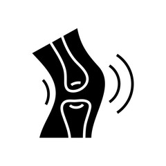 Knee illness black icon, concept illustration, vector flat symbol, glyph sign.