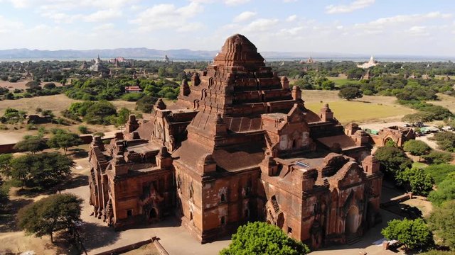 Aerial view of Dhammayan Gyi Temple and the landscape at background, Bagan, Myanmar
