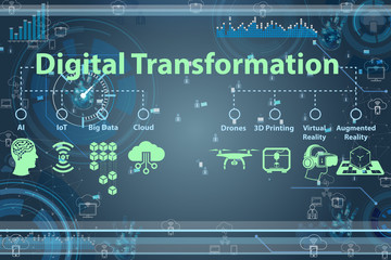 Digital transformation concept - 3d rendering